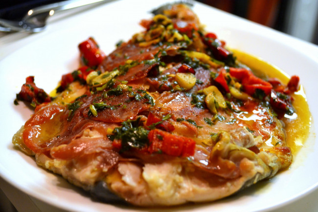 Обои картинки фото еда, рыбные блюда,  с морепродуктами, форель