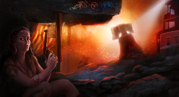 Картинка видео+игры homefront +the+revolution револьвер взгляд фон девушка