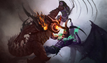 обоя видео игры, heroes of the storm, бой, фон, существа