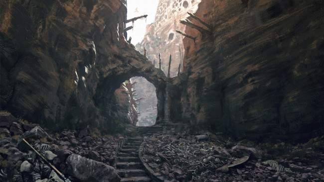 Обои картинки фото фэнтези, иные миры,  иные времена, ущелье, ступени