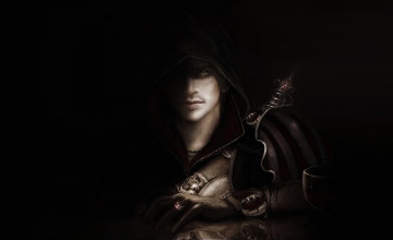 Картинка фэнтези люди мужчина капюшон бокал