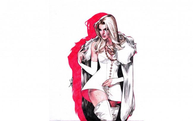 Обои картинки фото рисованное, комиксы, девушка, плащ, эмма, фрост