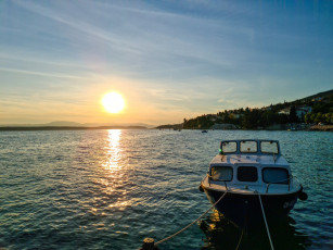 Картинка корабли катера залив катер закат