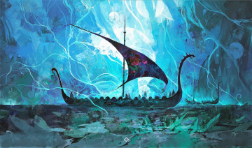 Картинка фэнтези корабли корабль парусник море льды