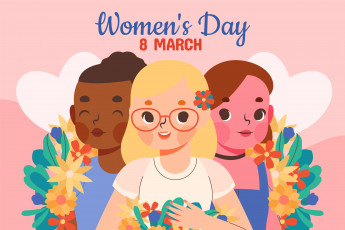 обоя праздничные, международный женский день - 8 марта, девушки, цветы, праздник, весна, цифра, 8, марта, дата, поздравление, открытка, восьмерка, международный, женский, день, праздничный, фон