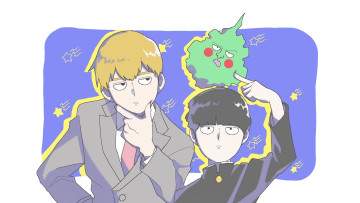 обоя аниме, mob psycho 100, парни