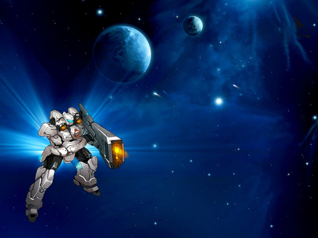 Обои картинки фото видео игры, zero online, робот, оружие, космос, планеты