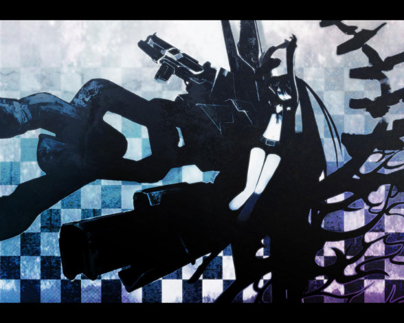 Обои картинки фото аниме, black, rock, shooter