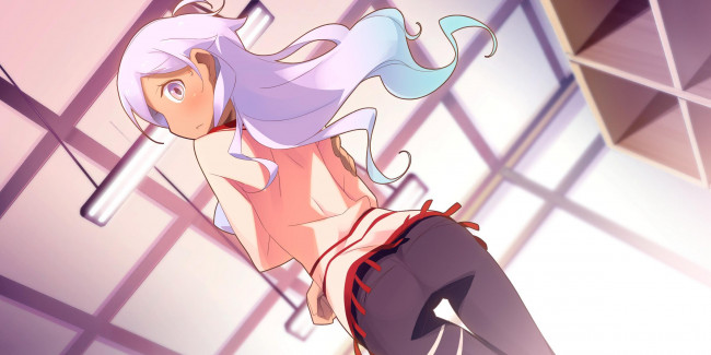 Обои картинки фото аниме, *unknown, другое, длинные, волосы, девушка, фиолетовые, глаза