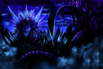 Картинка годзилла фэнтези существа dinosaur монстр сражение godzilla динозавр