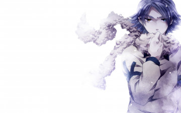 Картинка аниме *unknown+ другое белый фон снег взгляд рука шарф парень