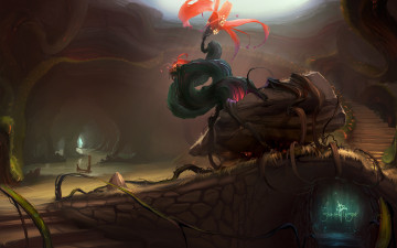 Картинка sergey+lesiuk фэнтези иные+миры +иные+времена пещера цветок растение мир иной