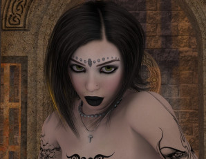 Картинка 3д+графика портрет+ portraits фон взгляд девушка тату