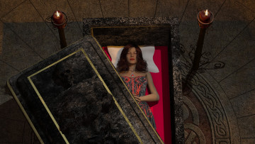 Картинка 3д+графика существа+ creatures девушка взгляд фон вампир