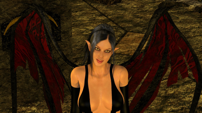 Обои картинки фото 3д графика, эльфы , elves, эльфийка, взгляд, фон, демон