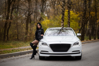 обоя автомобили, -авто с девушками, девушка, авто