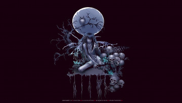 Картинка календари фэнтези дерево сова девушка луна череп