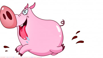 Картинка календари рисованные +векторная+графика свинья поросенок