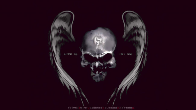 Обои картинки фото календари, фэнтези, крылья, череп