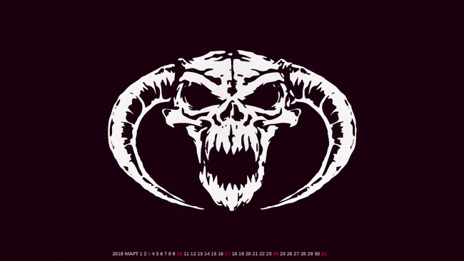 Обои картинки фото календари, фэнтези, рога, череп