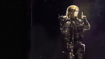 Картинка аниме оружие +техника +технологии девушка