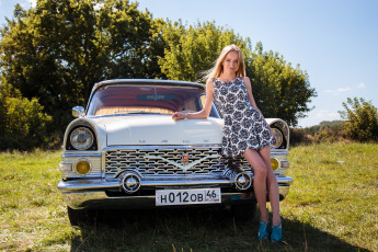 Картинка газ-+13+чайка автомобили -авто+с+девушками газ- 13 чайка автомобиль ретро классика девушка