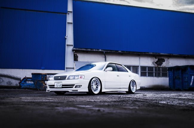 Обои картинки фото toyota chaser, автомобили, toyota, chaser, samurai, stance, white