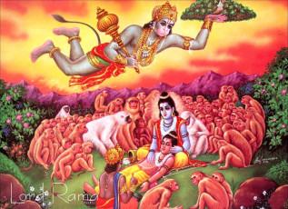 обоя рисованное, религия, боги, обезьяны