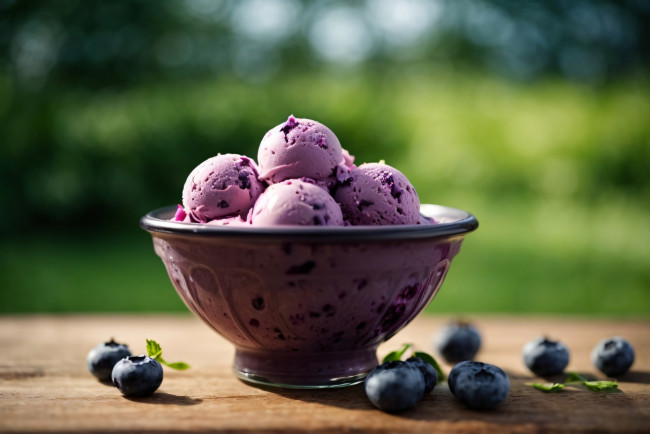 Обои картинки фото еда, мороженое,  десерты, черника