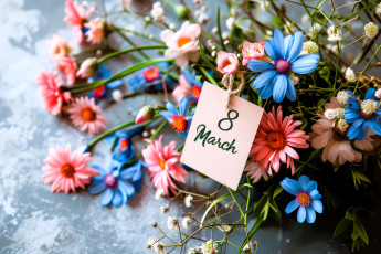 обоя праздничные, международный женский день - 8 марта, букет, цветы, открытка