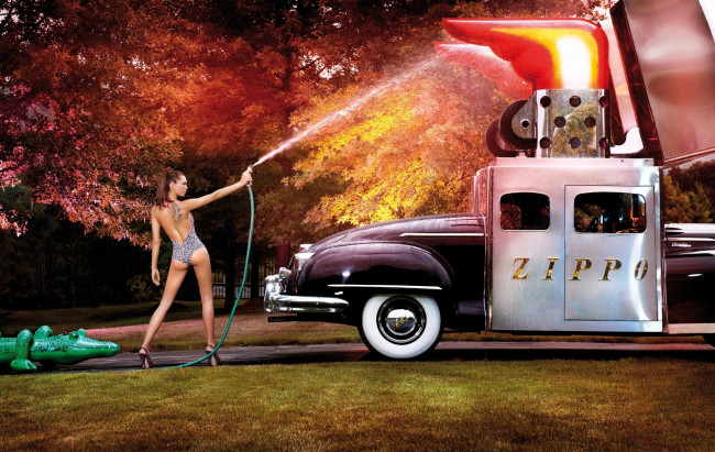 Обои картинки фото бренды, zippo, крокодил, авто, зажигалка, kristin, zippel, купальник, шланг