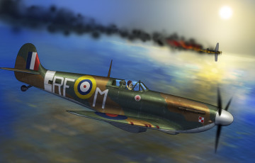 Картинка авиация 3д рисованые graphic небо истребитель воздушный бой