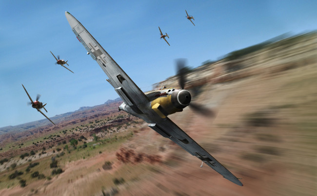 Обои картинки фото авиация, 3д, рисованые, graphic, истребители, вираж, преследование, воздушный, бой