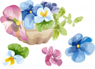 Картинка векторная+графика анютины глазки