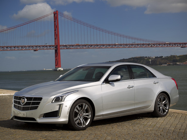 Обои картинки фото автомобили, cadillac, 2014, светлый, eu-spec, cts