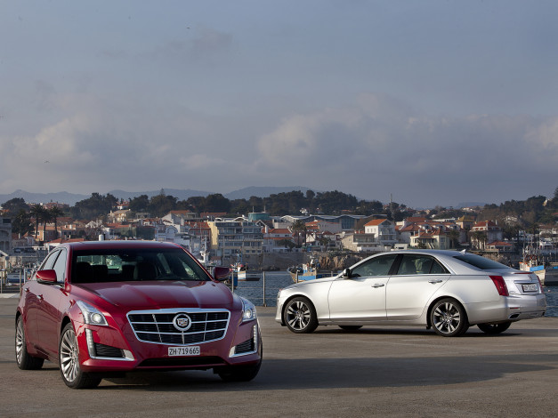 Обои картинки фото автомобили, cadillac, cts, красный, 2014, eu-spec
