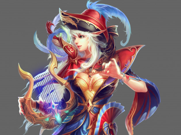 Обои картинки фото видео игры, forsaken world, взгляд, профиль, девушка, forsaken, world, перья, шляпа