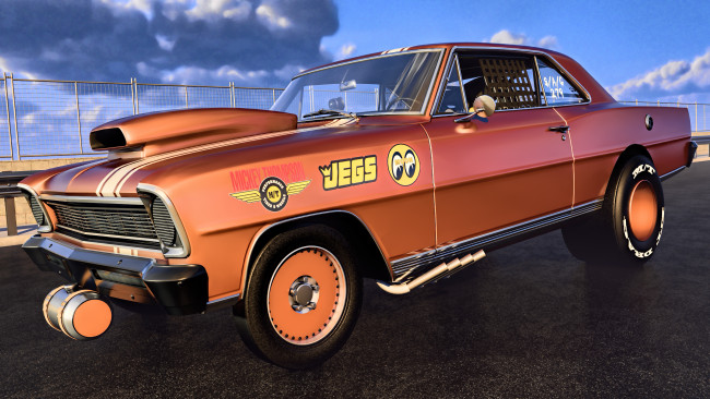 Обои картинки фото автомобили, 3д, ss, nova, chevrolet, 1966г