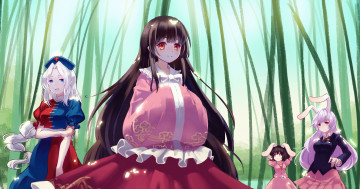 Картинка аниме touhou inaba tewi houraisan kaguya bai banca yagokoro eirin reisen udongein
