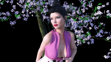 обоя 3д графика, люди , people, девушка, взгляд, фон