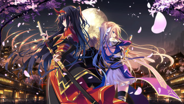 Картинка аниме оружие +техника +технологии город меч парень девушки арт hayakawa harui