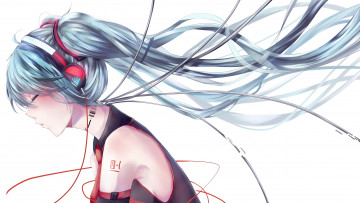 Картинка аниме vocaloid девушка взгляд фон