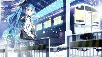 Картинка аниме vocaloid девушка взгляд фон