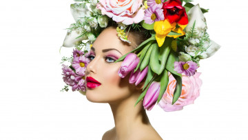 Картинка девушки анна+субботина модель лицо улыбка креатив цветы