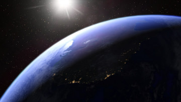 обоя космос, земля, поверхность, свет