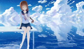 Картинка аниме unknown +другое девушка взгляд фон