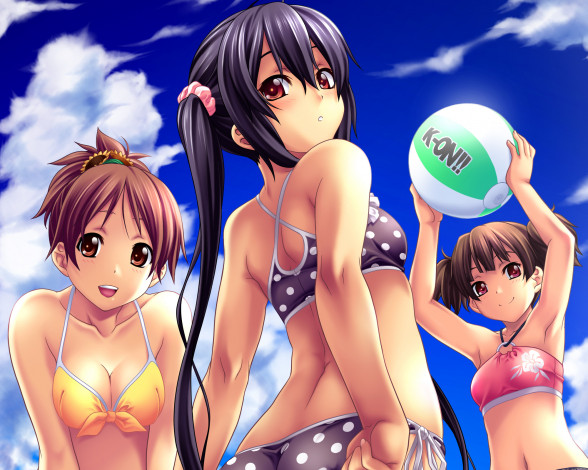 Обои картинки фото аниме, k-on, nagayori, suzuki, jun, nakano, azusa, hirasawa, ui