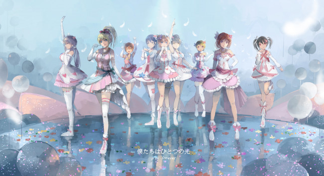 Обои картинки фото аниме, love live,  school idol project, девушки, арт, qianqian