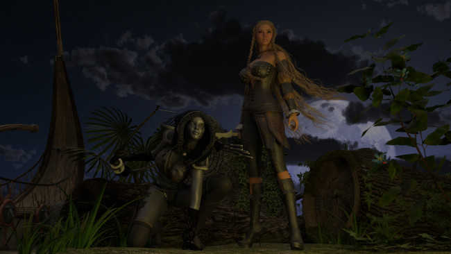 Обои картинки фото 3д графика, фантазия , fantasy, девушки, взгляд, фон