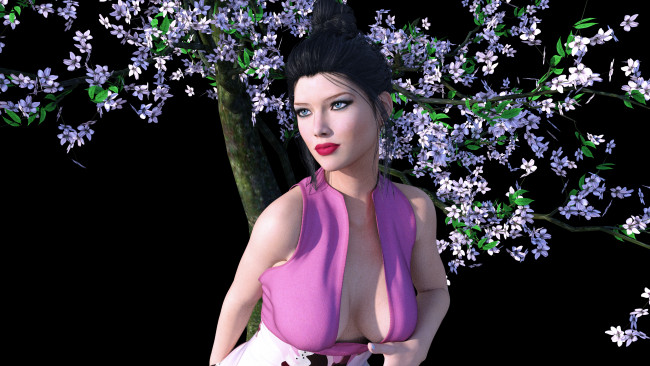 Обои картинки фото 3д графика, люди , people, девушка, взгляд, фон